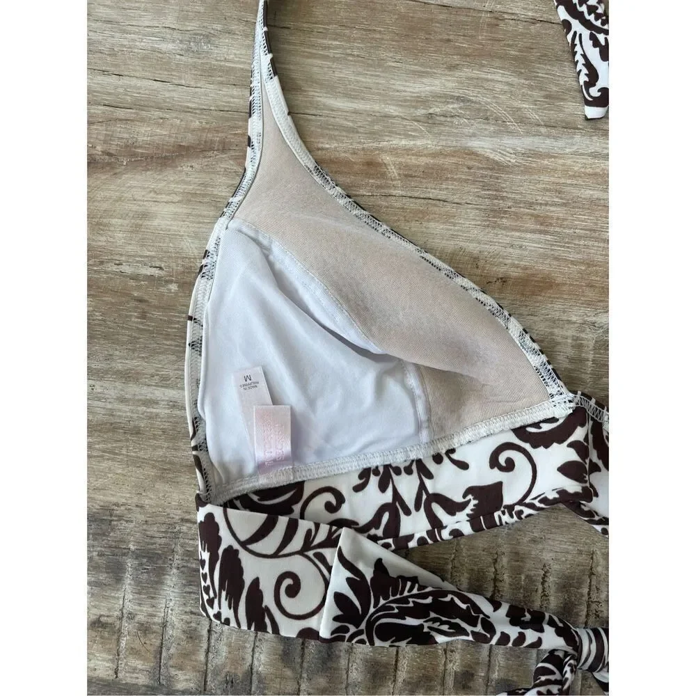 Victoria’s Secret Pink label brown and White bikini top medium